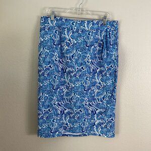 RipSkirt Womens Large Blue Floral Knee Length Cover Up Wrap Skirt